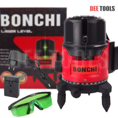 เครื่องวัดระดับเลเซอร์ BONCHI แสงสีเขียว 5 เส้น 360 องศา พร้อมอุปกรณ์ครบเซ็ต ระดับน้ำเลเซอร์ แถมฟรี! ขาตั้งวัดระดับ