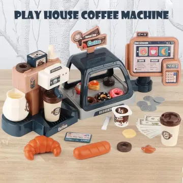 Kids Coffee Machine Toy Set Kitchen Toys Simulation Food Bread Coffee Cake  Pretend Play Shopping Cash Register Toys For Children