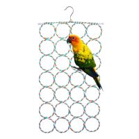 Bird Toys Hanging Parrot Climbing Net Toy Circle Swing Toys Bird Cage Accessories for Parakeets Small Medium Birds Random Colors