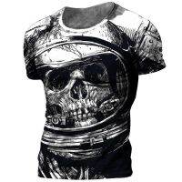 Horror Skull 3D Printing Mens T-shirt ฤดูร้อนสตรีทแวร์ Hip Hop O Neck แขนสั้นเสื้อยืด Horror Skull Casual Mens 6XL XS-5XL