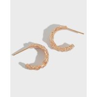 [COD] EA407 Korean version of silver earrings with irregular concave-convex geometric semicircle female and