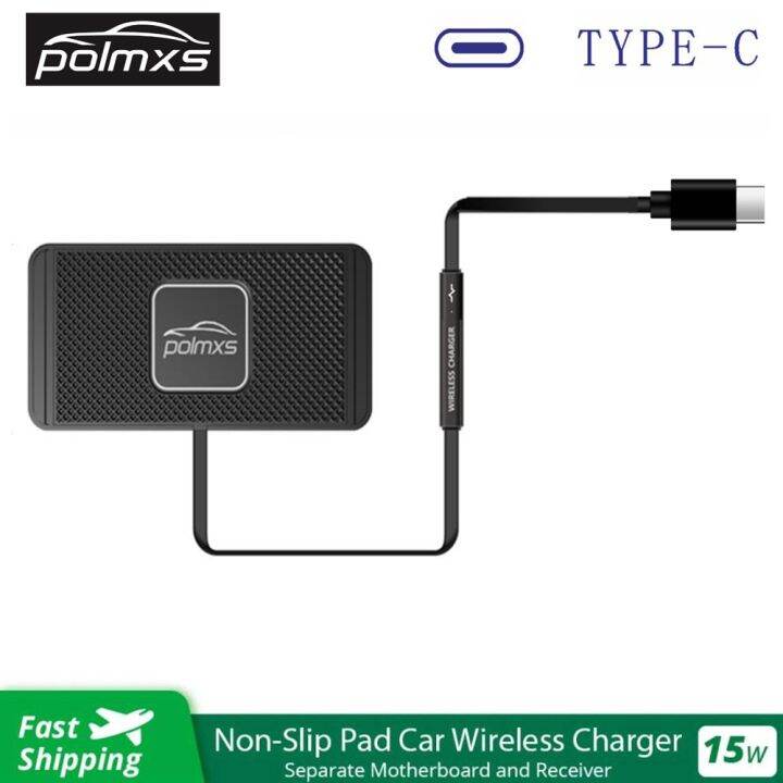 ชาร์จไร้สายรถ-polmxs-สำหรับ15w-qi-type-c-เสื่อไร้สาย-r-mat-แผ่นกันลื่นสำหรับ14-13-12-pro-max-s22-samsung-s21-s20