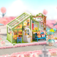 Robotime Rolife DIY Christmas Snow House Wooden Holiday Party Time Miniature Dollhouse Bookstore Doll House With Music Toys