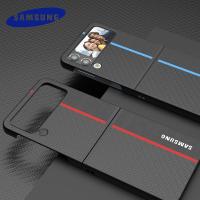 เคสคาร์บอนไฟเบอร์สำหรับ Samsung Galaxy Z Flip 4 5G เคสแบบทางการกันรอยขีดข่วนแบบแข็งเคสโทรศัพท์ปกป้องรวมทุกอย่าง