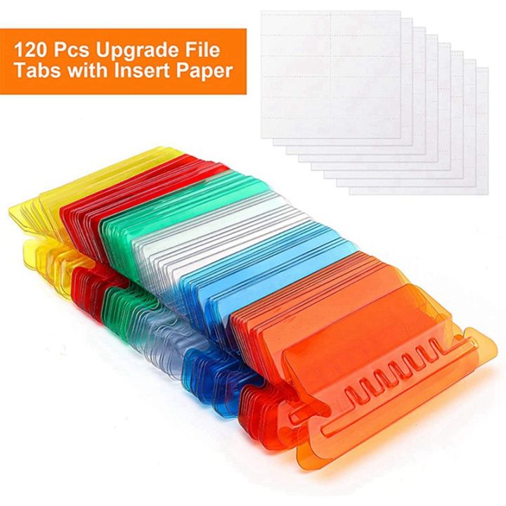 120-sets-multicolor-hanging-file-folder-tabs-with-blank-inserts-2-inches-plastic-hanging-file-tabs-for-hanging-folders