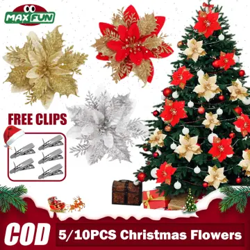 Shop Christmas Decorations Gold Flowers with great discounts and prices  online - Jan 2024