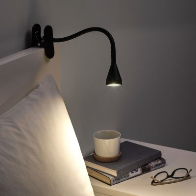 สวยงาม ✨ คุณภาพเยี่ยม โคมไฟตั้งโต๊ะ โคมไฟ อ่านหนังสือ NÄVLINGE แนฟลิงเง ไฟสปอตไลท์ LED แบบหนีบ, ดำ โคมไฟ หัวเตียง โคมไฟ ห้องนอน