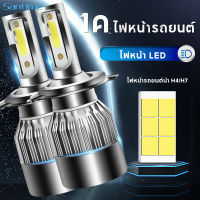 ไฟหน้ารถยนต์ ไฟหน้า LED 1คู่ ไฟสูงledรถยนต์ ไฟหน้ารถยนต์นำ หลอดสปอตไลท์ H4/H7 โดยทั่วไป 12V แสงสว่างทั้งใกล้และไกล แสงสีขาว อุณหภูมิสี6000k