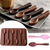 1Pcs 6หลุมช้อนรูปร่างช็อกโกแลตแม่พิมพ์ Ice Jelly ซิลิโคนแม่พิมพ์เค้ก Decor โฮมเมด Cupcake Candy Bar Baking Tools