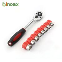 【CW】 Binoax Teeth 1/4 quot; Drive Release Ratchet Socket Wrench Hand Repairing with 8 pcs 5-12mm