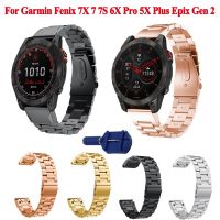 22 26mm Stainless Steel Strap For Garmin Fenix 7 7X 5 5X Plus 6 6X Pro 3 HR Epix Gen 2 Quickfit Watchband Tactix 7 Pro Bracelet