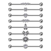 【LZ】❁☒  1pc zircão industrial barbell cartilagem piercing brincos longo orelha parafuso prisioneiro hélice barra de aço cirúrgico para mulher masculino corpo jóias 14g