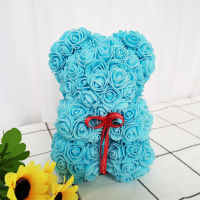 25cm Teddy Rose Bear Artificial Flowers Wedding Birthday Women Girl Gift Bear of Rose Box Christmas Thanksgiving gold rose bear