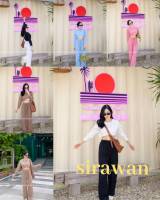 Sirawan เสื้อครอปแขนยาวoversize &amp; กางเกงวอร์มขายาว ทรงหลวมขาบาน ทรงสวย ขอบเอวยางยืด ใส่สบาย ❌ซื้อแยกกันนะคะ❌