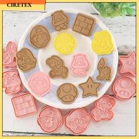 CIRETEX 8Pcs การ์ตูนน่ารัก ของตกแต่ง พลาสติก Super Mario Bros บิสกิต อะนิเมะ แม่พิมพ์คุกกี้