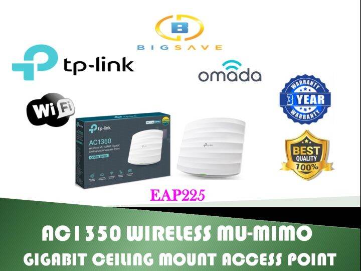 TP-LINK EAP225 AC1350 WIRELESS MU-MIMO GIGABIT CEILING MOUNT ACCESS ...