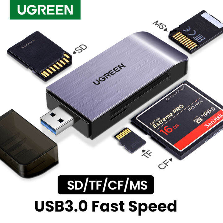 Ugreen Sd Card Reader Usb 3.0 High Speed Cf Memory Card Adapter Support  512G For Udma 7 Compact Flash,Uhs-I Sdxc/Sdhc/Micro Sd/Micro Sdxc/Micro  Sdhc,Memory Stick,Mmc For Windows,Mac Os,Linux,Read 4 Cards At Once |