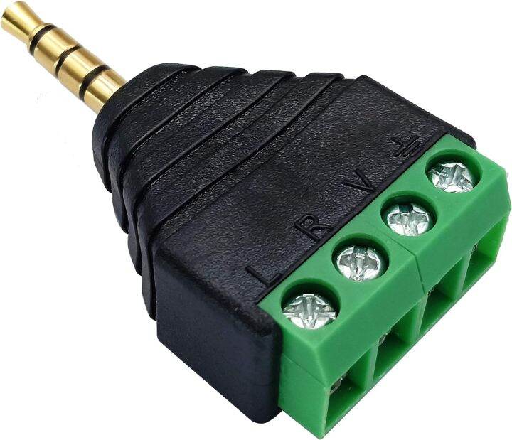 3.5mm 4 Pole TRRS Male Jack with 4-Screw Terminal Block Headphone ...