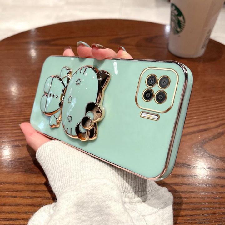 folding-makeup-mirror-phone-case-for-oppo-a73-2020-f17-a93-2020-reno-4f-reno-4-lite-f17-pro-case-fashion-cartoon-cute-cat-multifunctional-bracket-plating-tpu-soft-cover-casing