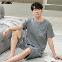 L-5XL Plus Size Summer Cotton Sleepwear for Gentleman Elegant Nightwear Mens Pajamas Trendy Homsuits Leisure Loungewear for Men