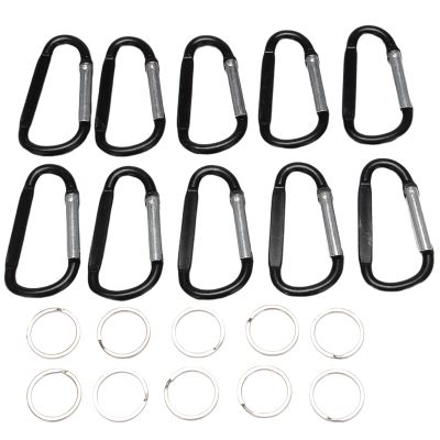 10PCS 3inch/8CM Aluminum Carabiner Clips,Premium Durable D-Ring Caribeaner with Keyring for Home RV Camping Fishing Hiking Traveling Backpack and Keychain