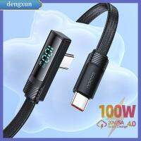 DENGXUN Pd 100W สาย USB Type C USB C Fast cahrging 90องศาองศา สายเคเบิลข้อมูล ที่มีคุณภาพสูง จอแสดงผลแบบดิจิตอล สายชาร์จเร็ว สำหรับ สำหรับ MacBook/Xiaomi Xiaomi/หัวเว่ย