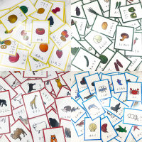 123Pcs/set Children Baby Animals Japanese Learning Word Card Pocket Flash Learning Educational Toys Word Table Game Card for Kid Flash Cards