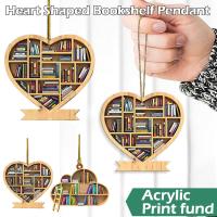 Acrylic Book Lovers Heart-shaped Bookshelf Pendant Tree Gifts Decorations Christmas Decoration F3E3