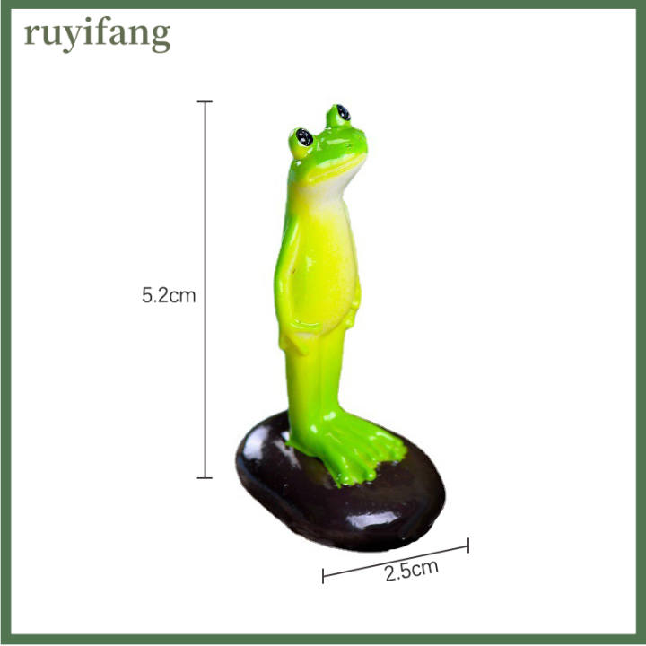 ruyifang-รูปแกะสลักขนาดเล็กรูปกบสัตว์น่ารักสำหรับตกแต่งตู้ปลาเครื่องประดับกบแบบยืนอุปกรณ์ตกแต่งสวนขนาดเล็กในบ้าน