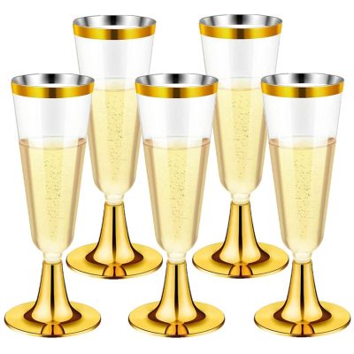 30Piece Plastic Champagne Flutes Reusable Stemmed Wine Glasses Party Wine Cups for Parties