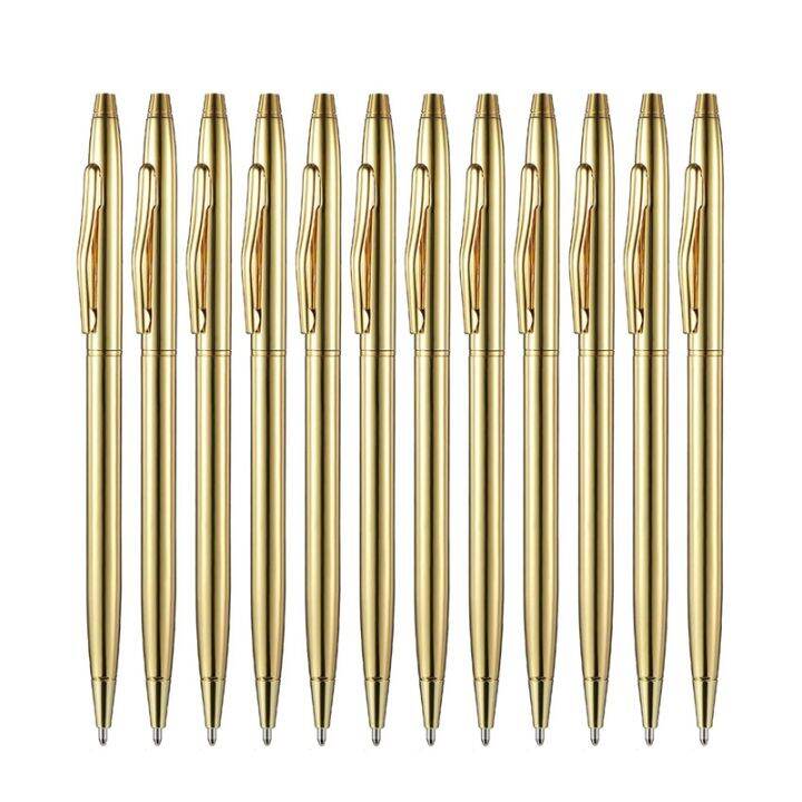 12-pcs-gold-slim-ballpoint-pens-black-ink-1-mm-medium-point-metallic-retractable-pens-for-students-teachers-office