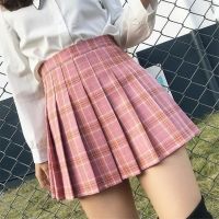 【CC】■  XS-2XL Skirt 2020 Waist Stitching Student Pleated Skirts