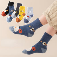 5pairs Boys Kids Socks Winter Thermal Thicken Baby Childrens Breathable Terry Socks Cute Cartoon Dog Short Socks for Boy Girls