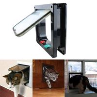 ஐ✜ Pet Dog Cat Flap Window Anti Escape Safety Gate Door Supplies 4 Way Lockable Kitten Security ABS Plastic