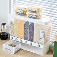 Home Cereals Dispenser Wall Mounted Sealed Rice Storage Box Grain Dry Food Tank Kitchen Moisture Proof Storage Jar Organizer