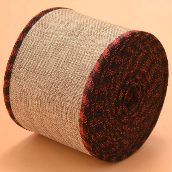 buffalo-plaid-wired-edge-ribbons-christmas-burlap-fabric-craft-ribbon-wrapping-ribbon-rolls-with-checkered-edge