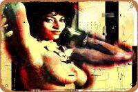 Pam Grier COFFY / FOXY BROWN โปสเตอร์วินเทจ8 "X 12" ป้ายดีบุกโลหะการตกแต่งถ้ำมนุษย์ตลก