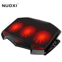 NUOXI พัดลมโน๊ตบุ๊คเล่นเกม LED 3พัดลมหม้อน้ำแล็ปท็อปแบบพกพาบัลลังก์แช่แข็งเข้ากันได้กับ10-18นิ้วแมคบุ๊คสมาร์ทแท็บเล็ตพีซี