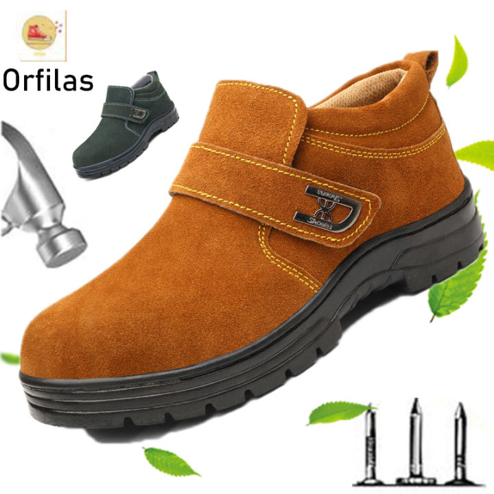 orfilas-รองเท้าเซฟตี้-รองเท้าหัวเหล็ก-หนังกลับ-รองเท้าเซฟตี้ขนาดกำลังดี-รองเท้าบู๊ทกันลื่นผู้ชาย-รองเท้าบูทสั้น-39-45