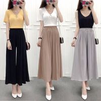 COD DSTGREYTRYT Wide Leg Pants Womens Pleated Chiffon High Waist Loose Skirt Pants Large Swing Drop Feel Large Size Random Spring Summer Casual Cropped Pants