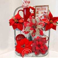 hot！【DT】 3/5/10PCS Glitter Flowers Type Artificial Xmas Ornament Supplies