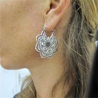 hang qiao shop Mandala Dangle Hollow Drop Earrings Flower Ear Stud Female Openwork Vintage