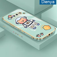 เคสปลอกสำหรับ Samsung Dienya S10พลัสเคสการ์ตูนอวกาศหมีกรอบสี่เหลี่ยมใหม่ชุบผิวเคสนิ่มซิลิกาเจลกันกระแทกเคสมือถือฝาครอบป้องกันเลนส์กล้องถ่ายรูปรวมทุกอย่างแล้ว