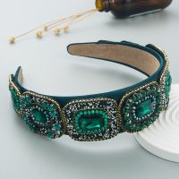 TS5017-3 2022 Fashion Retro Boho Pink Green Crystal Rhinestone Hair Hoop New Luxury Headwear Suitable For Ladies Wedding Accessories