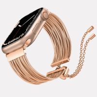 สายเหมาะสำหรับสายคาด Apple Watch 49มม. 45มม. 41มม. 44มม. 40มม. 42มม. 38มม. สร้อยข้อมือโซ่เหล็กสำหรับผู้หญิง Iwatch Ultra SE Series 8 7 6 5 4 3 2 1