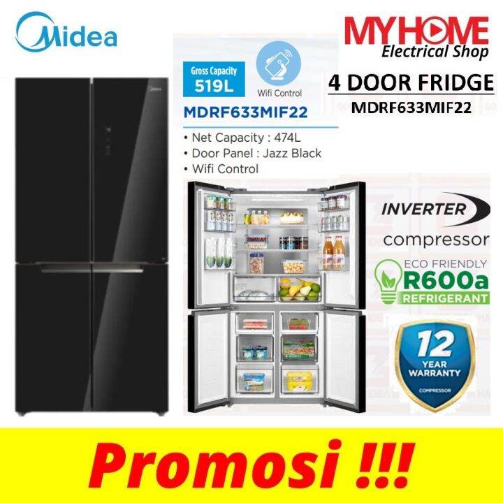 Midea 4 Door Refrigerator (519L) Inverter WiFi Control MDRF633MIF22