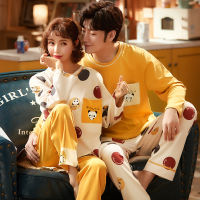 Autumn Couples Pajamas Set Women Men Spring Pyjamas Sleepwear Cartoon Korean Lovers Homewear Cotton Sleep Tops Pijama Free Ship