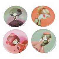 【BEIBEI】 2021 Korean Mini make-up mirror beauty Round Pocket Makeup Mini Cartoon Small Mirror hand gifts