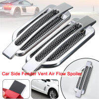 บทกวี2Pcs รถด้านข้าง Fender Vent สติกเกอร์ Air Flow สปอยเลอร์ Racing Intake Grille Trim Chrome ตกแต่งรถยนต์ Accessories