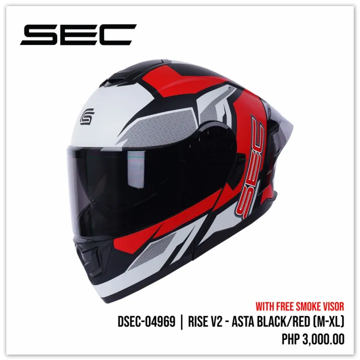 SEC HELMET DSEC04969 RISE V2 ASTA (BLACK RED) Lazada PH